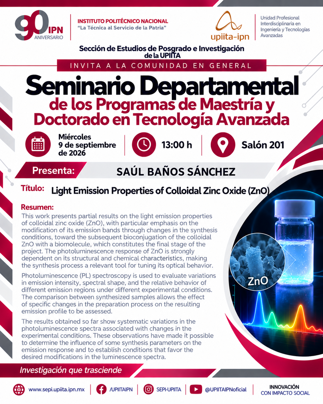 Seminario de Investigación de los Programas de Maestría y Doctorado en Tecnología Avanzada - Baños Sánchez